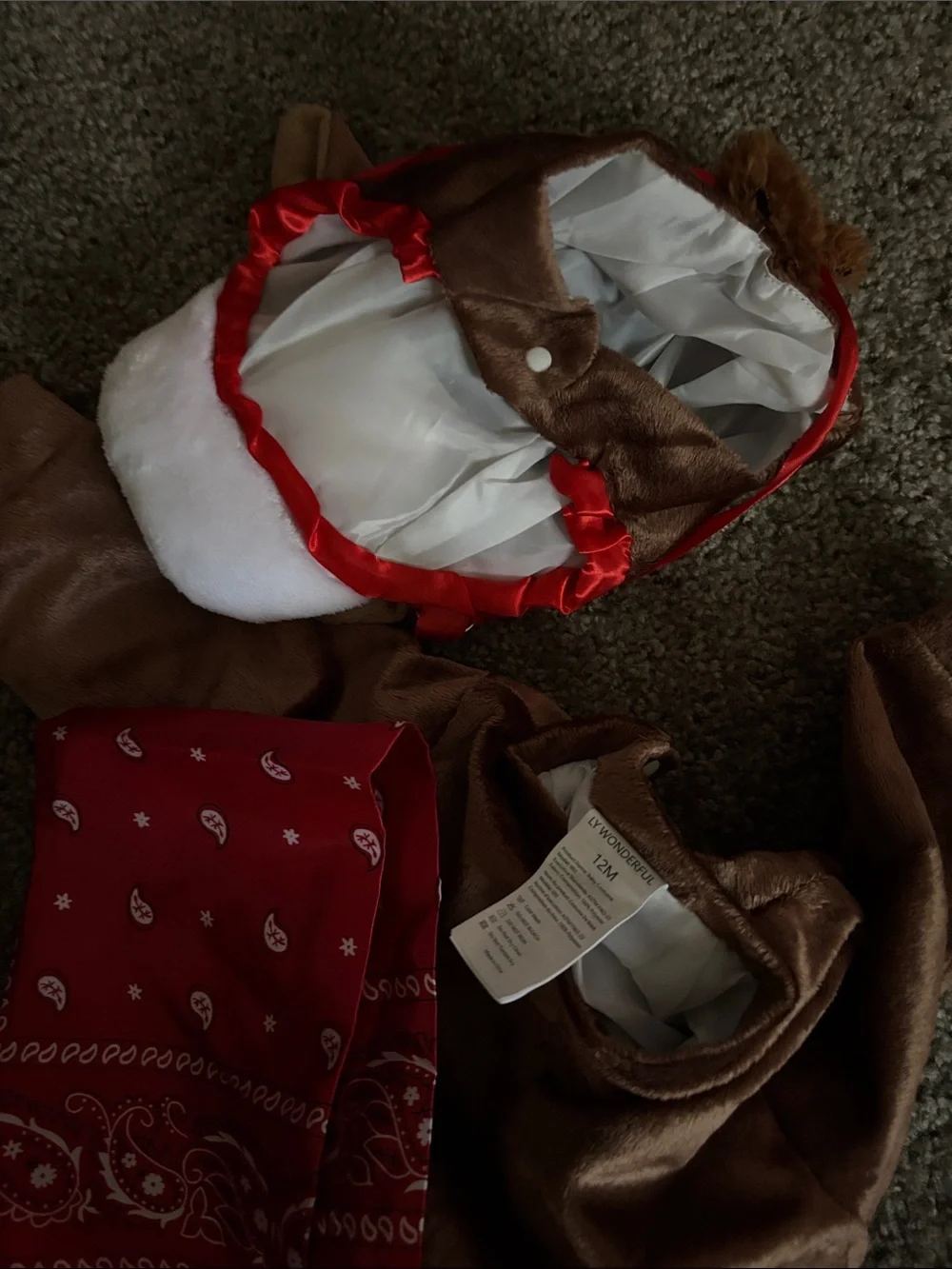 Brown Plush Cowboy horse 12 month  Infant Costume with Red Bandana